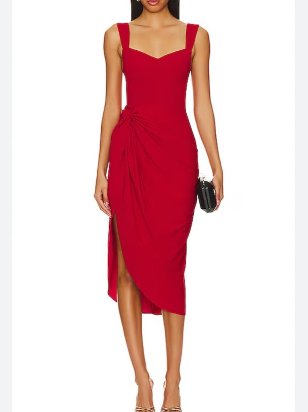Yumi Kim Red sweetheart neckline side ruching midi dress (small flaw) size XL